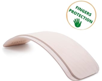 Fingers Safe Holz Balance Board GAKKER Farbe: Hellweiß, Holzspielzeug, Rocker 100% Made In EU Fingerschutz Montessori Wobbel