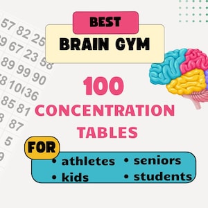 Konzentrationsarbeitsbuch Schulte-Gitter 100 Konzentrationstabellen Aktivitäten für Kinder Sportler ADHS Übungen zur Verbesserung des Gedächtnisses und des Fokus PDF-Datei