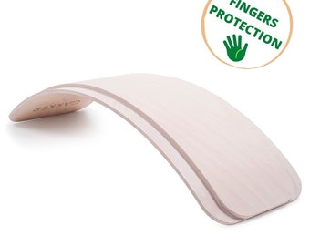 Kids Balance Board: Pure Wood Rocker with Finger Protection