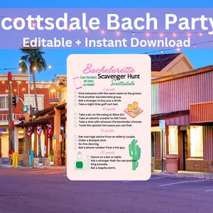Bachelorette Party Scavenger Hunt in Scottsdale, Arizona! Fun for a girl&#39;s night out! Editable, digital download!