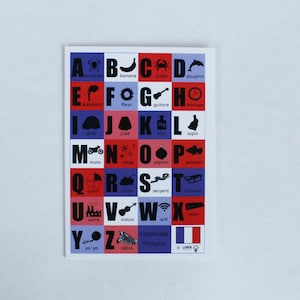 Franse alfabet wenskaart of notitiekaart