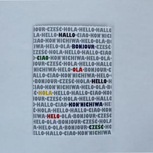 Tarjeta de felicitación multilingüe "Hola"