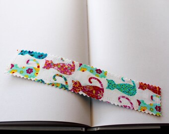 Multicoloured cats fabric bookmark