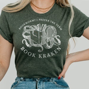Bookworm Book Kraken T-Shirt Gift for Reader, Bibliophile, Book Lover, Writer, Librarian
