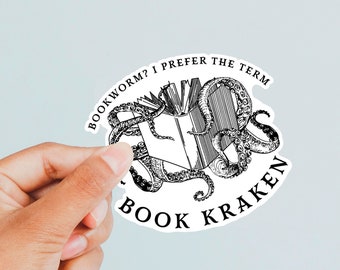 Bookworm Book Kraken Sticker Funny Gift for Bibliophile Reader Book Lover Writer Teacher Librarian