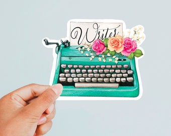 Schriftsteller Aufkleber Schreibmaschine Schreibmaschine Inspiration Schriftsteller Buchwurm Buchliebhaber