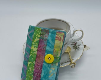 Tea Wallet Fabric Bright Colors, Elastic & Button Closure,4 Pocket