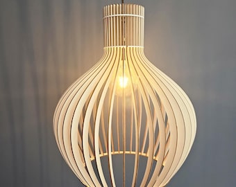 &quot;Insta&quot; wooden lamp with changeable color rings, ready to install.