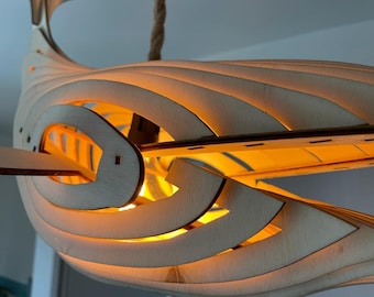 Decorative wooden whale lamp