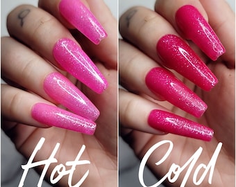 Bring The Pink | Color Changing Sparkle | Hand Painted Press On Nails | Durable Nails | Hot or Cold | Unique | HighMaintenanceManii