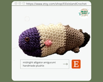 Midnight Alligator Handmade Amigurumi Crochet Plushie