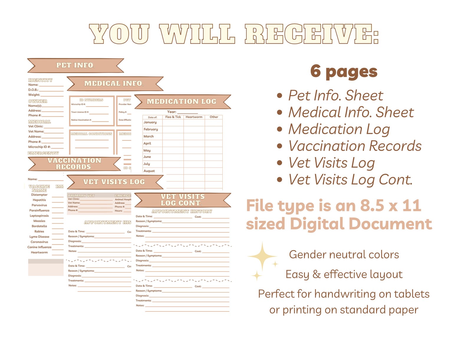 Pet Medical Records Kit Puppy Planning 8.5 X 11 Printable Etsy