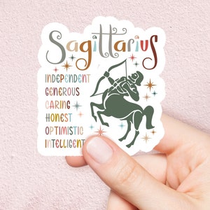 Sagittarius Zodiac Sign Sticker, Astrology Vinyl Decal, Horoscope Gift, Independent Generous Caring, Laptop Car Window Decoration