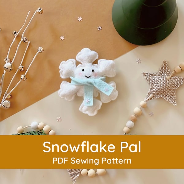 PDF Snowflake Pattern (Hand & Machine Sewing) | Felt plushie, stuffie, ornament, tassel, decor, toy, play companion