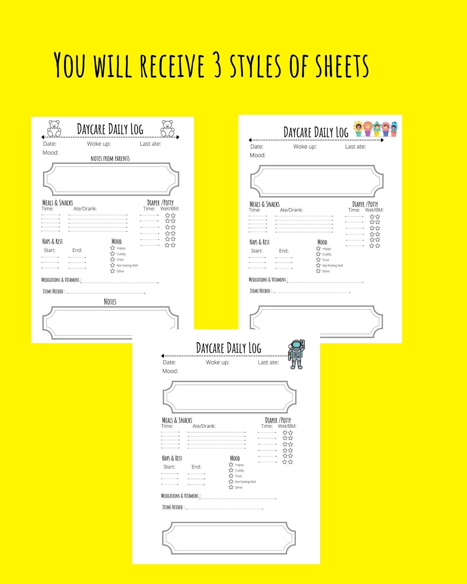 Printable Daycare Daily Log Nanny Log Babysitter Daily Log Instant