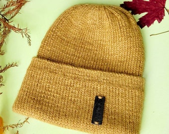 Handmade alpaca women's hat, winter hat, handmade wool hat, alpaca hat, wool hat, wool women's hat, hipster, warm, hat, mustard yellow