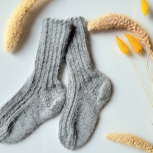 Calcetines de lana de alpaca, calcetines de punto gris para bebé, recién nacido, bebé, niño pequeño, plata, lana de alpaca bebé
