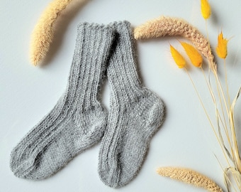 Alpaka Wolle Socken, grau gestrickte socken für Baby, Neugeborene, Säugling, Kleinkind , Silber, Baby alpakawolle