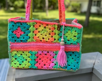 Crochet Granny Square Handbag