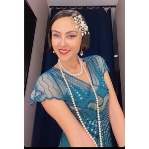 Beatrice Teal Flapper Dress Slip Included 1920s Vintage inspired Great Gatsby Art Deco Downton Abbey Bridesmaid Wedding