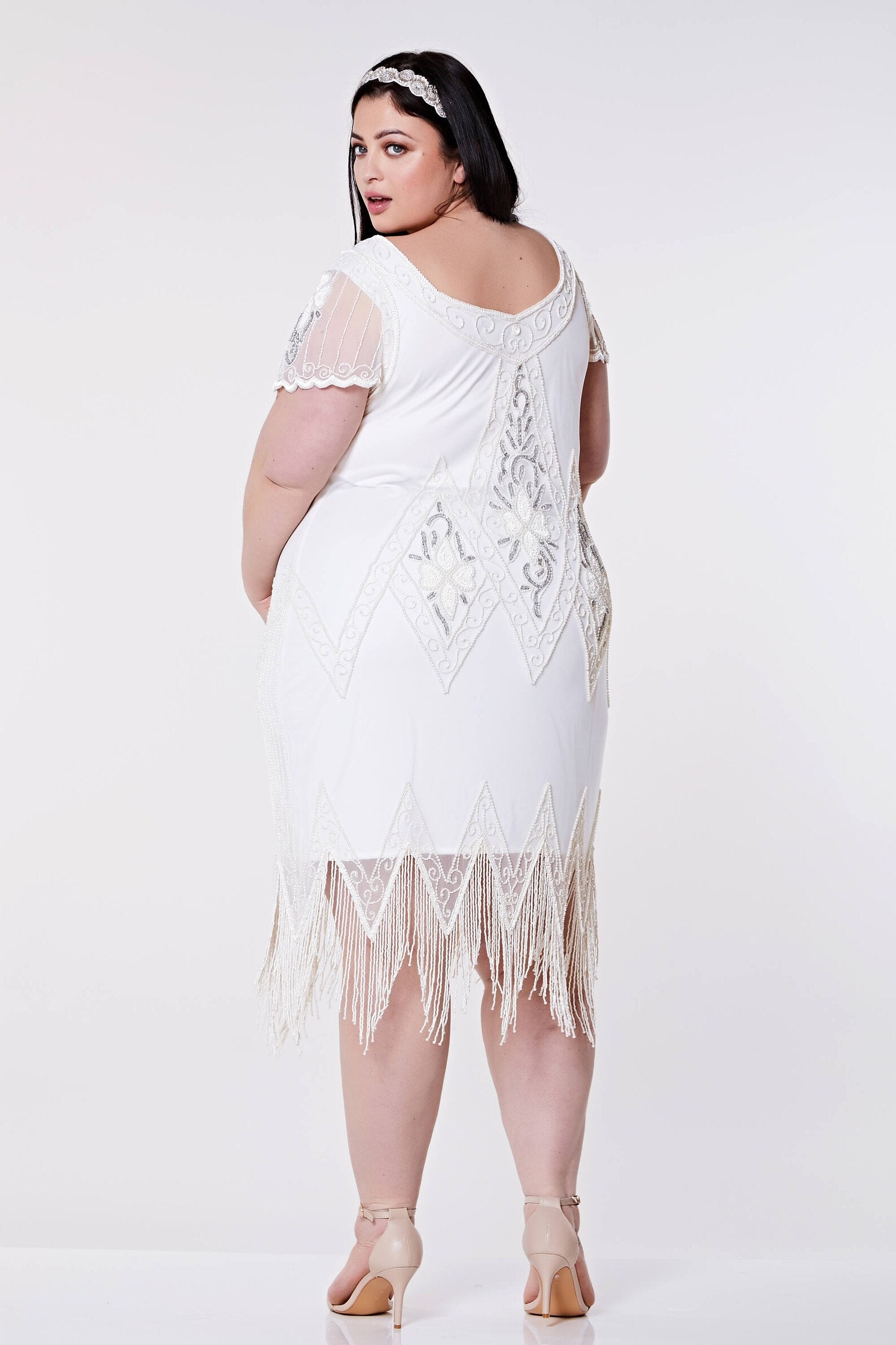Plus size white flapper best sale dress