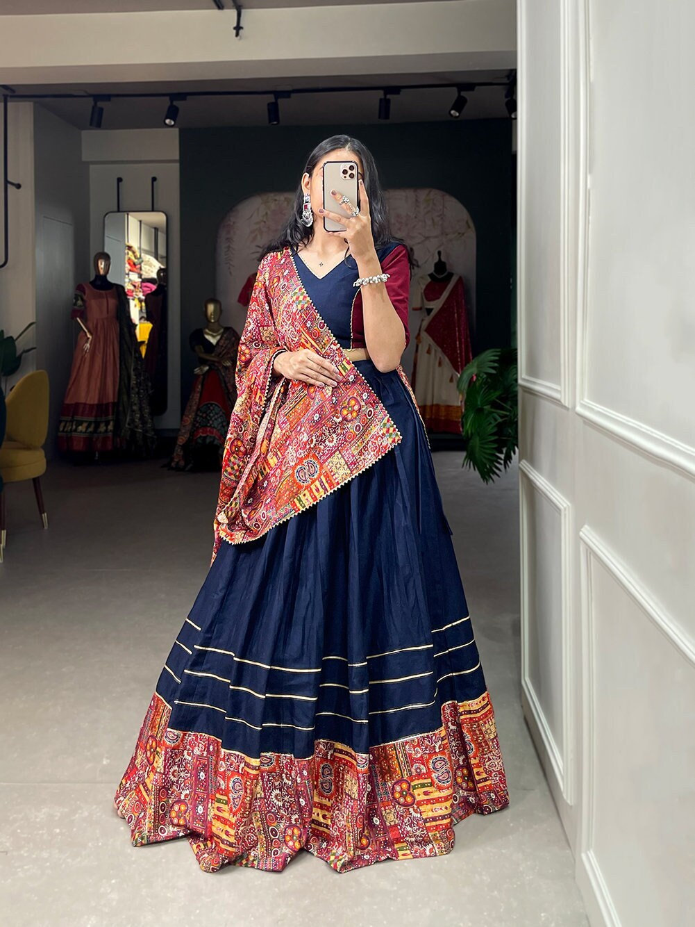 Gujarati Rayon Navratri Embroidery Work Lehenga Choli Indian Garba Dress |  eBay