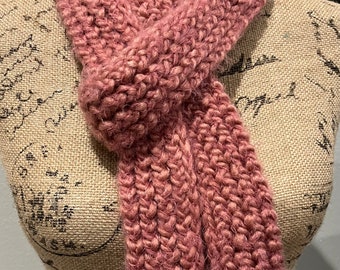 Soft Hand Knit Scarf in Rose