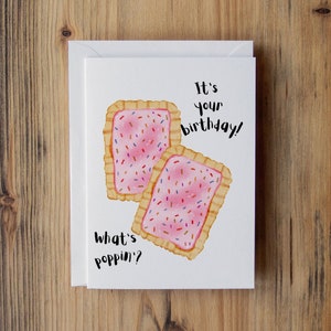Carte d'anniversaire pop tarte | Carte d'anniversaire drôle | Passez un joyeux anniversaire | Carte de voeux de nourriture kawaii | Cadeau d'anniversaire d'été