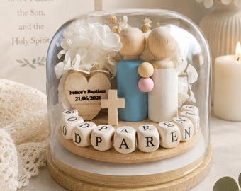 Floral Godparent Proposal Dome | Personalised Baptism and Christening Keepsake | Will You Be My Godparent Gift