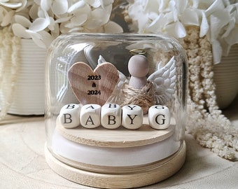 Angel Globe - 3 Sizes - Custom Wording and Date with a Heart or Cross & Skin tones options