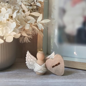 Caja de regalo con adorno de ángel personalizado / Recuerdo de condolencia con corazón / Regalo conmemorativo