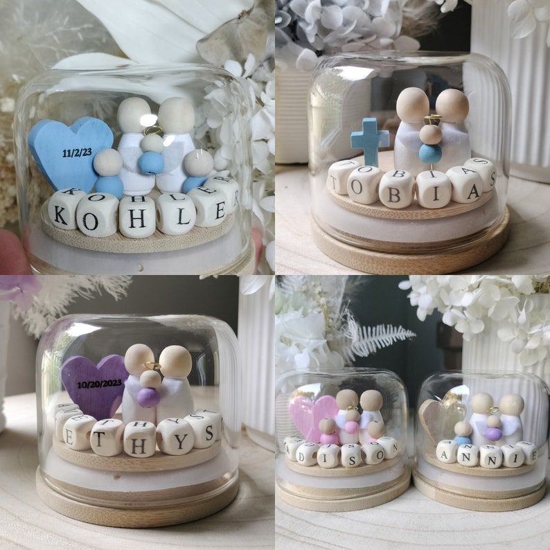 Miscarriage/Infancy Loss Personalized Wording Baby Angel Miniature Globe Pick your Skin tones, Clothing & Heart Colour image 10