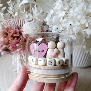 Baby and Parents Miniature Globe  - Custom Wording/Initials and Skin tones & Clothing/Heart Colours