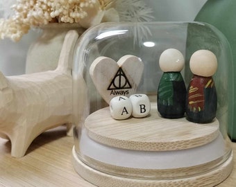 Wizard House Couple Globe - Pick your Scarf, Skin tones, Heart and Initials