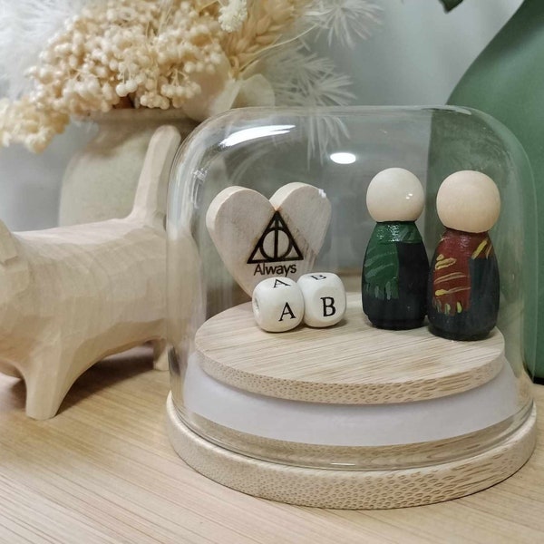 Wizard House Couple Globe - Pick your Scarf, Skin tones, Heart and Initials