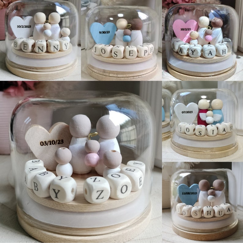 Miscarriage/Infancy Loss Personalized Wording Baby Angel Miniature Globe Pick your Skin tones, Clothing & Heart Colour image 9