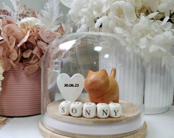 Pet Cat or Dog Memorial Gift Globe - Custom Name & Heart Colour