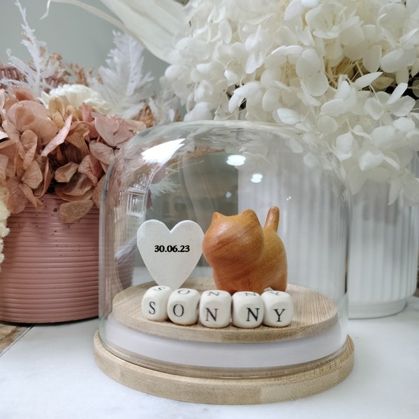 Pet Cat or Dog Memorial Gift Globe - Custom Name & Heart Colour