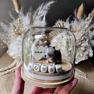 Pet Cat or Dog Memorial Gift Globe - Custom Name & Heart Colour