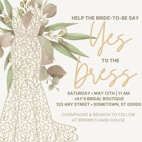 Yes to the Dress Invitation Digital Download Classic