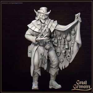 Kupiec skradzionych miniatur | Magiczny Wóz | 32 mm | Pathfinder | Dnd | Wielki Grimoire | NPC | Gra planszowa | Kaufmannswagen