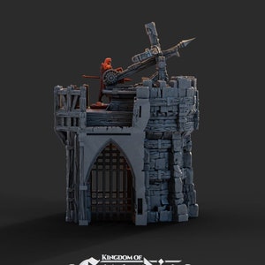 Mittelalterlicher Turm mit Balliste Miniatur | DnD Wargaming | Defensive Tower | Terrain 28mm/32mm | Kingdom of Guardia Dalla Croce Studios