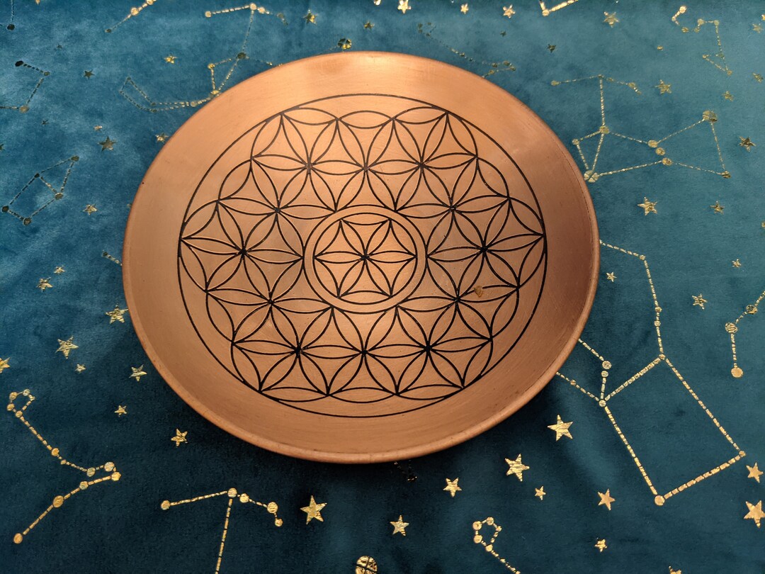 Flower of Life Copper Charging Crystal Grid Bowl Etsy