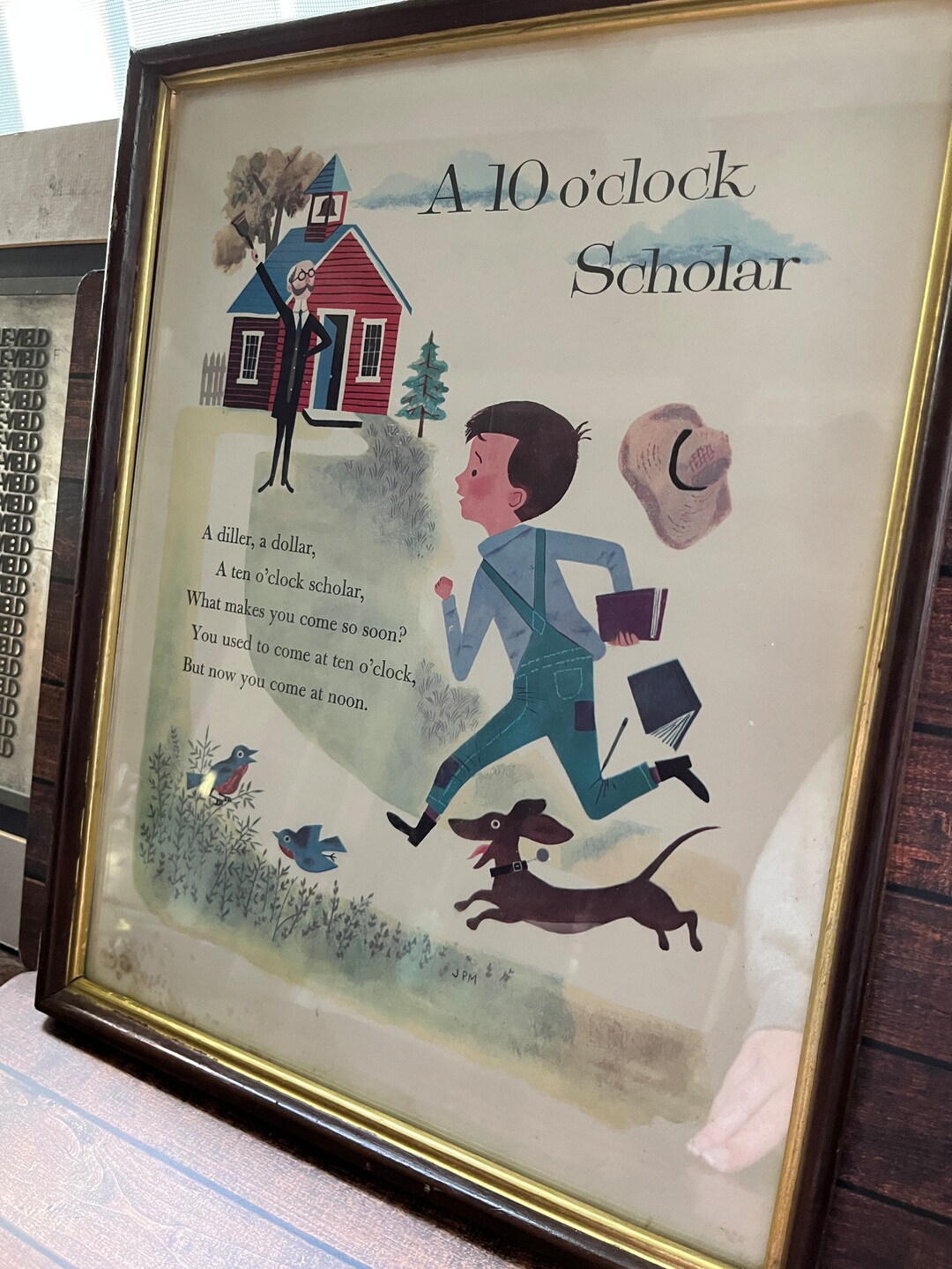 Framed Vintage School Print 10 Oclock Scholar Color Print Etsy