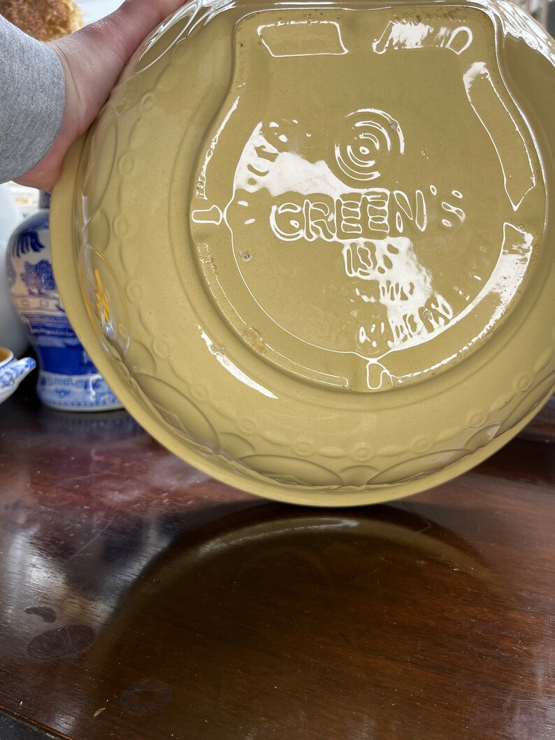 Gripstand TG Green Yellow Ware Antique Mixing Bowl Size 13 Etsy