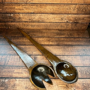 MCM salad server - spoon and fork combo - vintage mid century style
