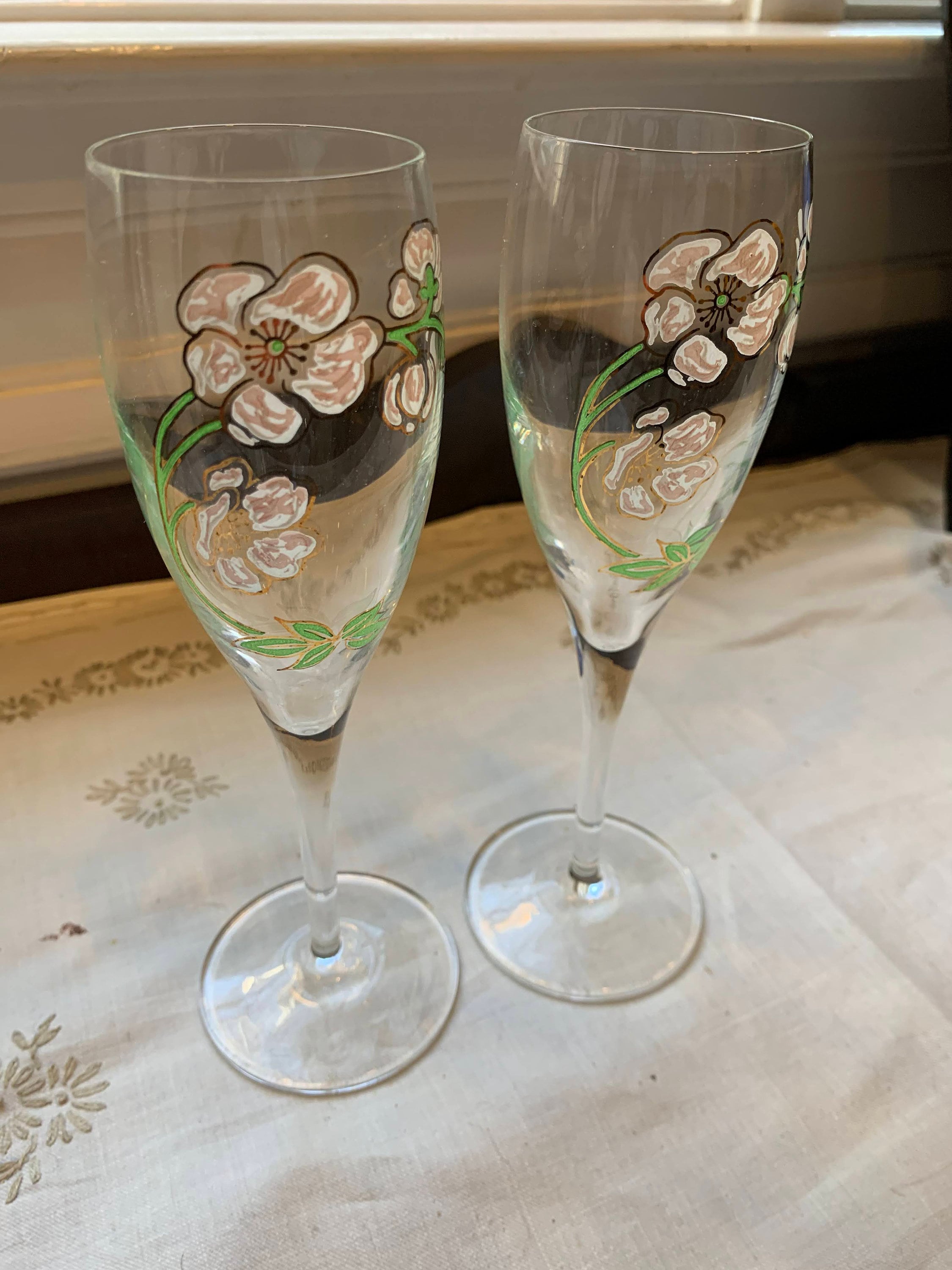 Pair of Perrier Jouet Hand Painted Champagne Flutes 1960s - Etsy