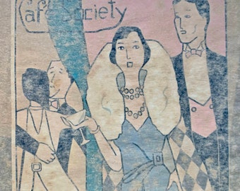 Vintage iron-on transfers - cafe society, automobile, Olympia beer, cyclone cycle