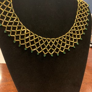 Vintage 1920s golden age collar necklace - beaded -  Czechoslovakian crystal clasp - hand beaded