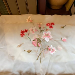 Silk Scarf - Vintage silk scarf - 100% silk - made in Japan - embroidered design